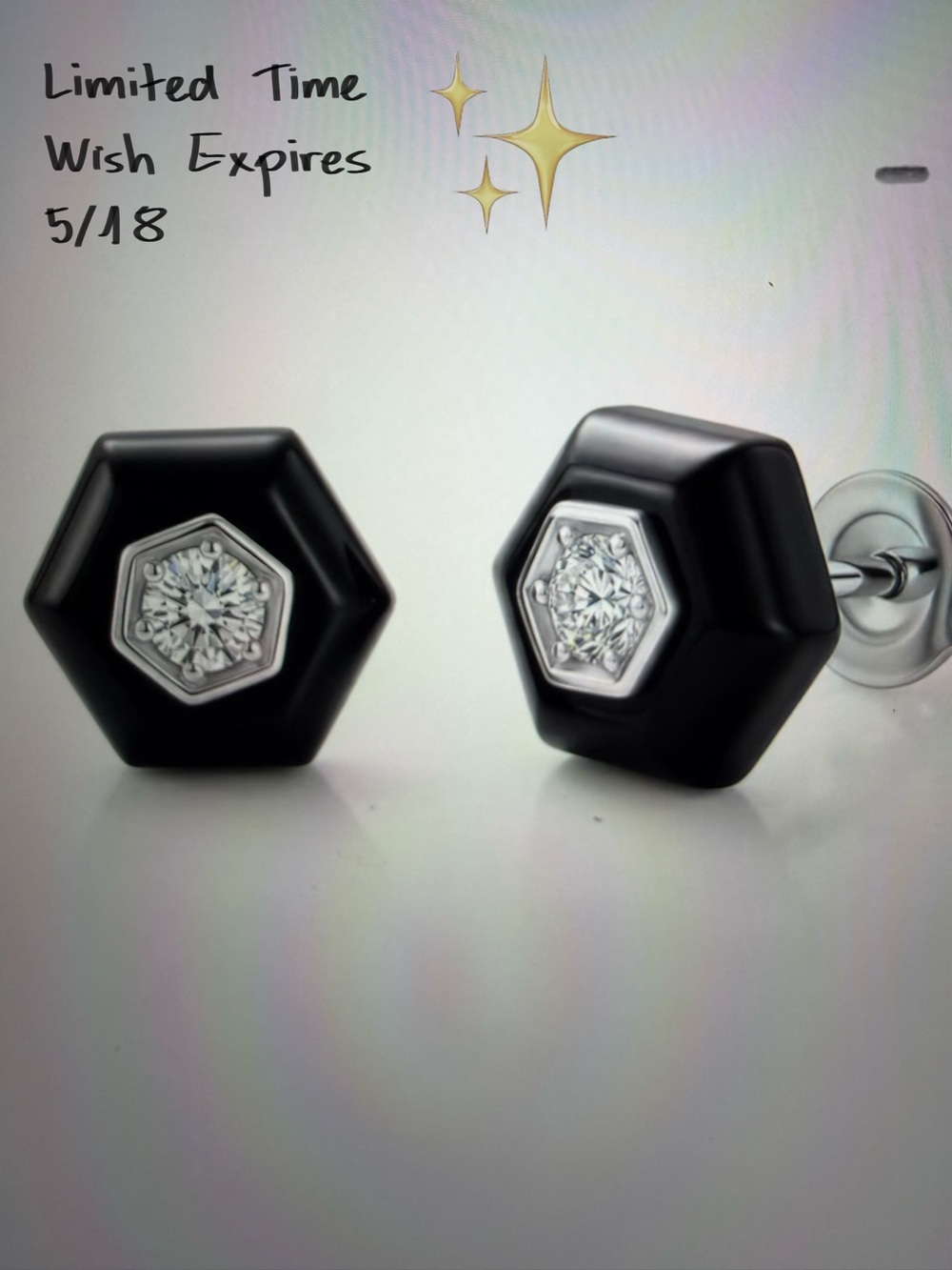 Lab Grown Diamond and Black Jade Stud Earrings in Rhodium Over Sterling Silver